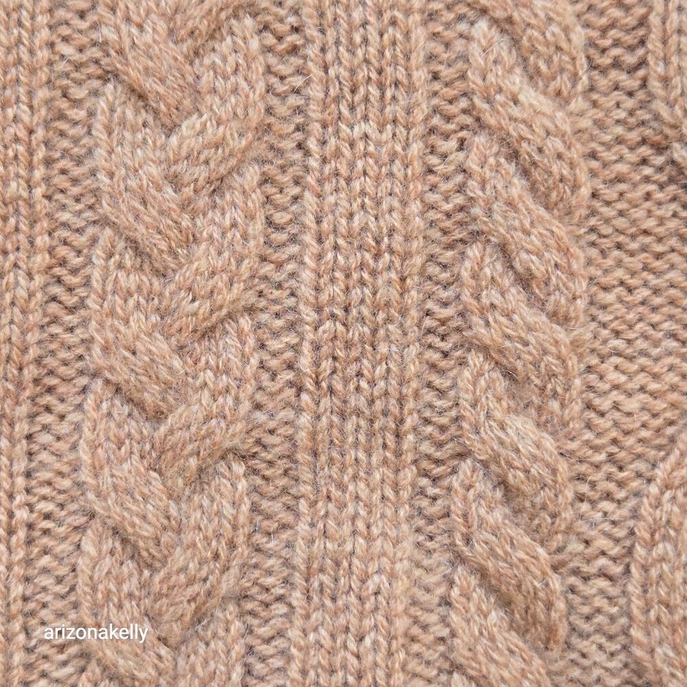 NWOT Caroline Grace Cashmere Tan Cable Knit Scarf - Picture 5 of 9